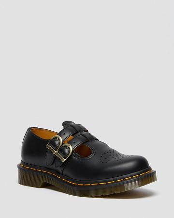 Women's Dr Martens 8065 Smooth Leather Mary Jane Shoes Black | AU 334JPQ